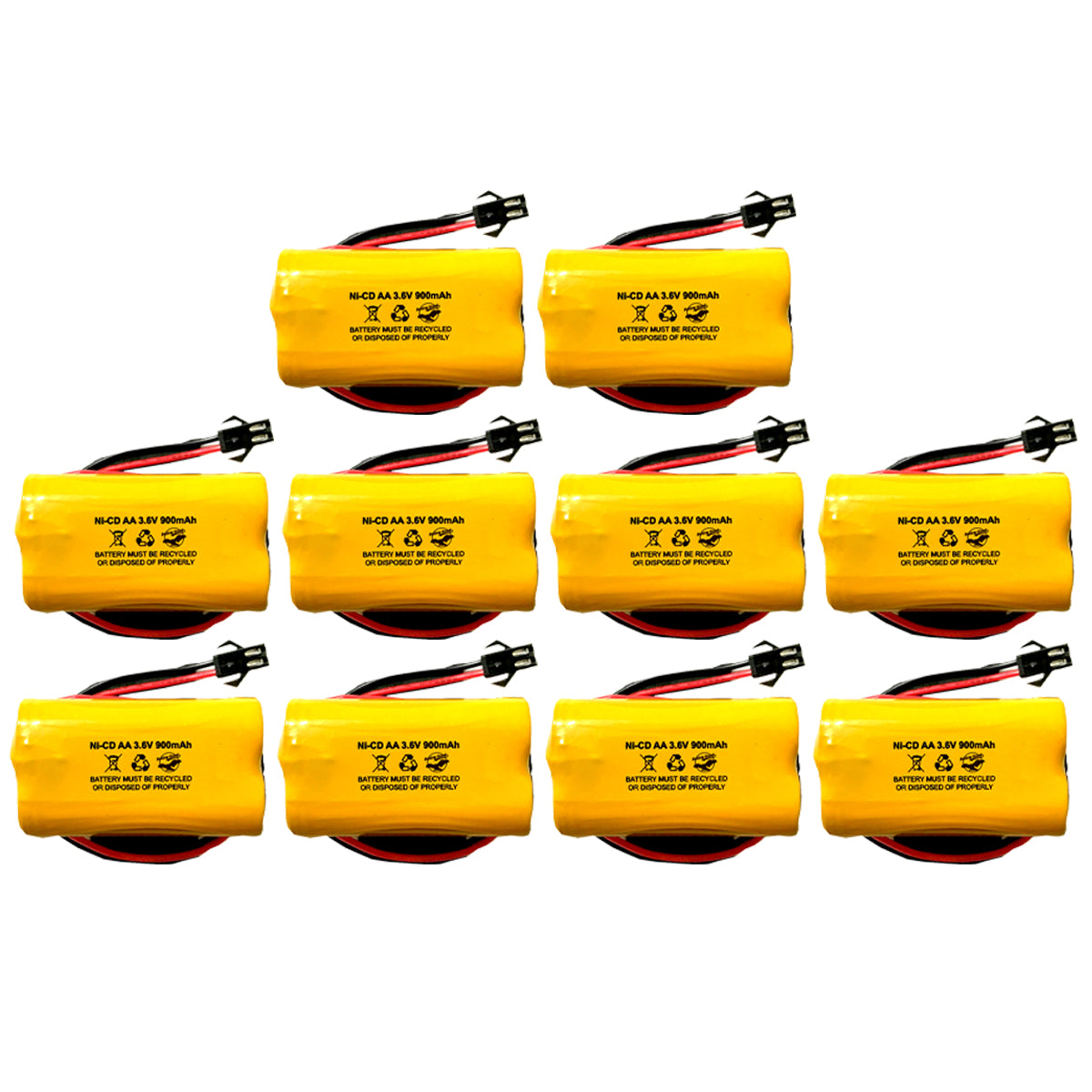 10 pack) 3.6v 900mAh Ni-CD Battery Pack Replacement for Emergency