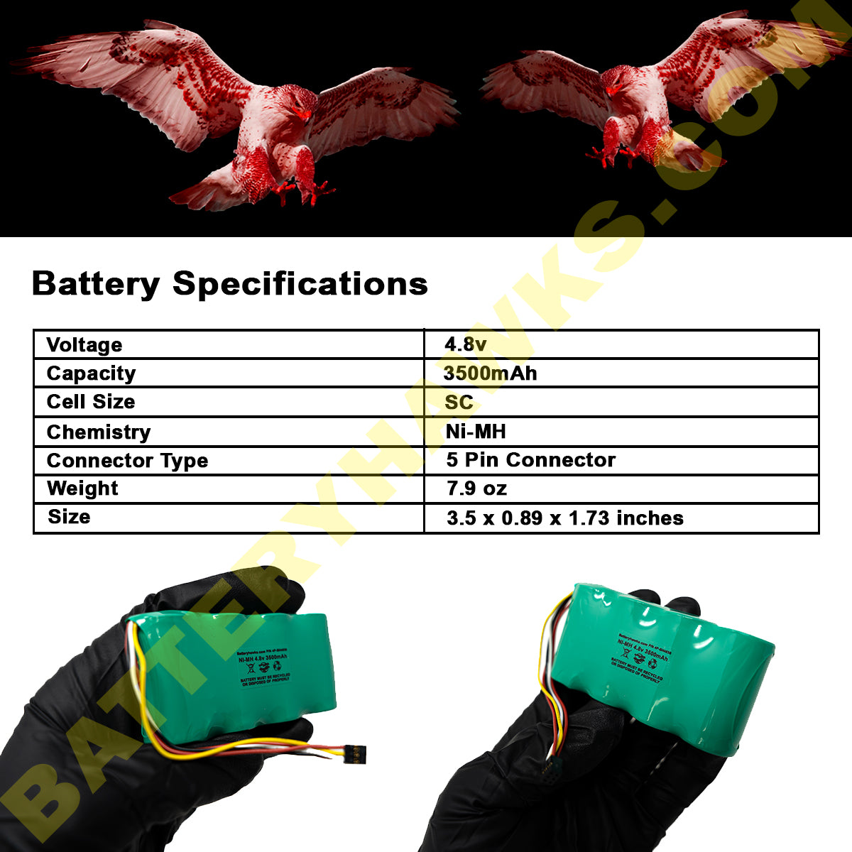 B11483, BP120MH Battery For Fluke 123, Fluke 43, Scopemeter 120 Power Quality Analyzers