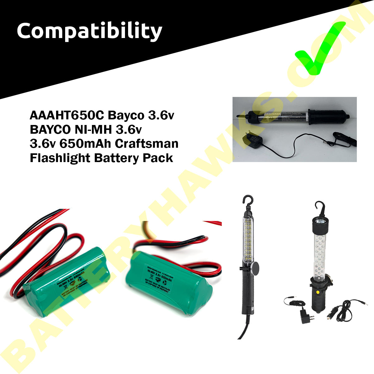 AAA 3.6v Craftsman Flashlight Battery Pack Replacement Batteryhawk LLC