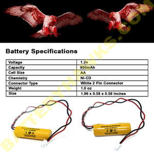 1.2V KRH15/51 Dison 1000MAH Ni-CD Battery Replacement for Emergency / Exit Light