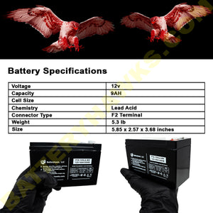 (5 Pack) Brooks Equipment Chloride 12V7.0AH 12V 9AH SLA F2 Terminal Battery