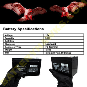 (2 Pack) UB1290-F2 SLA-9-12/T25 WP-1236W Vexilar 12V 9AH SLA F2 Terminal Battery