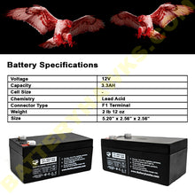 (10 Pack) 12V 3.3AH SLA F1 Terminal Sealed Lead Acid Battery for Multiple Use