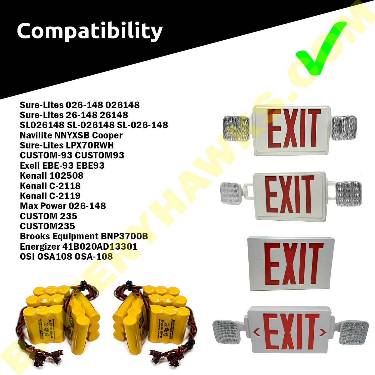 COT10006 NaviLite NNYXSB Exit Sign Emergency Light NiCad Battery Repla ...