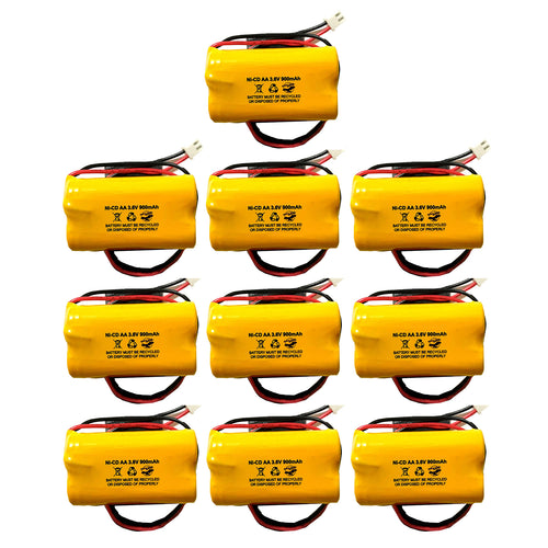 (10 pack) 3.6v 900mAh Ni-CD Battery Pack Replacement for Emergency / Exit Light