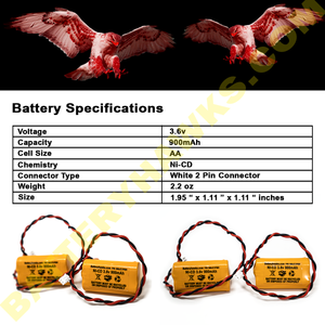 TOPA 3.6V AA900mAh JYH 3.6V AA1000mAh Ni-CD Battery Replacement for Emergency / Exit Light