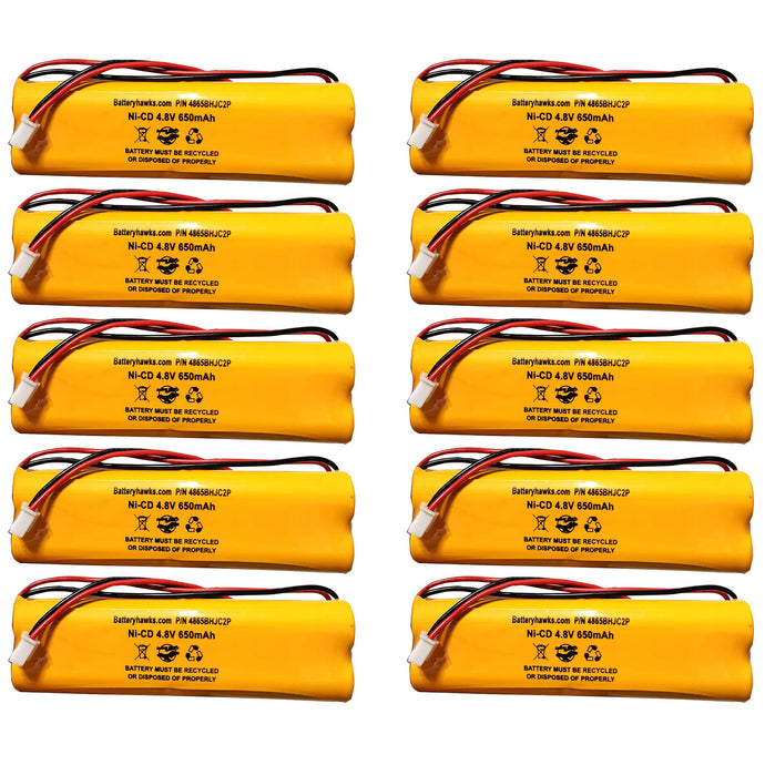 (10 pack) 4.8v 650mAh Ni-CD Battery Pack Replacement for Emergency / Exit Light