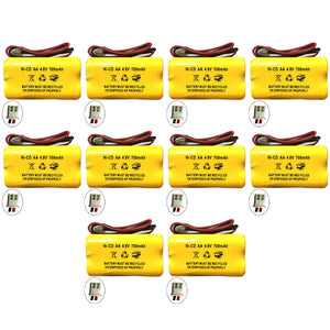 (10 pack) 4.8v 700mAh Ni-CD Battery Pack Replacement for Emergency / Exit Light