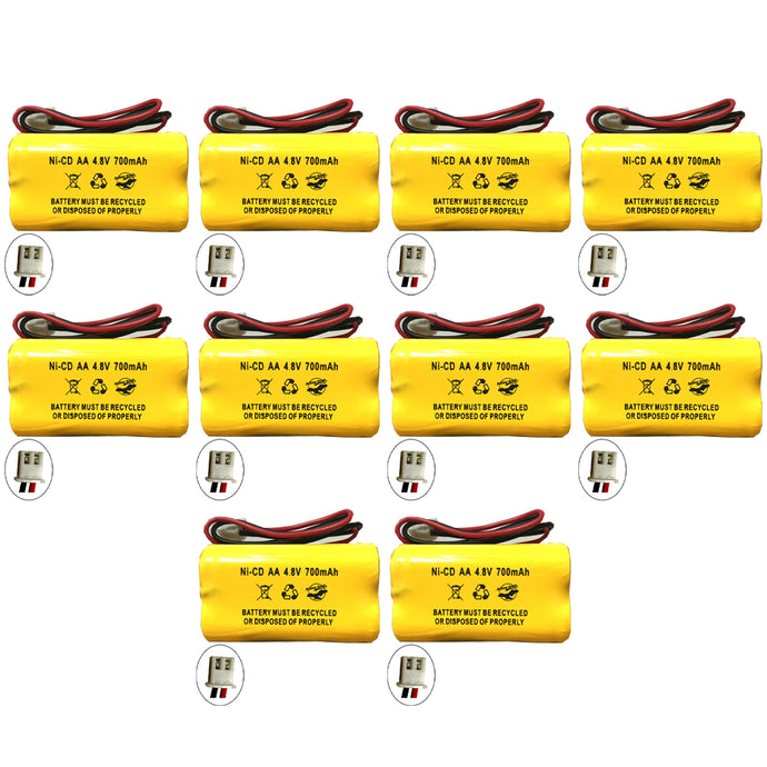 (10 pack) 4.8v 700mAh Ni-CD Battery Pack Replacement for Emergency / Exit Light