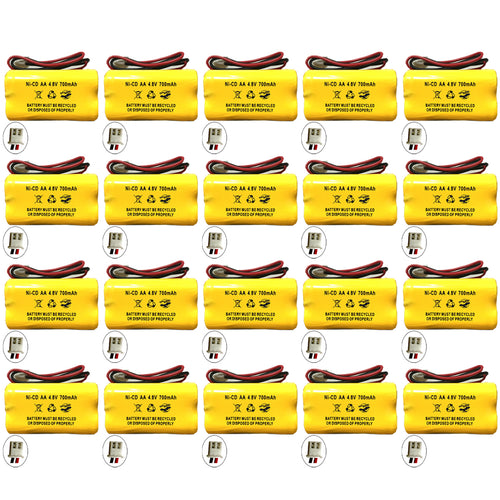 (20 pack) 4.8v 700mAh Ni-CD Battery Pack Replacement for Emergency / Exit Light