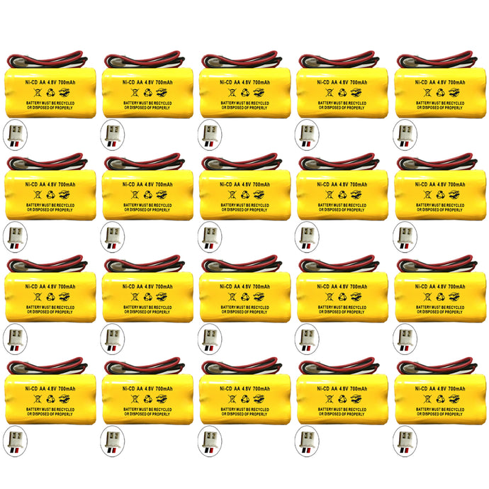 (20 pack) 4.8v 700mAh Ni-CD Battery Pack Replacement for Emergency / Exit Light