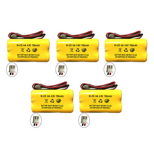 (5 Pack) 4.8v 700mAh Ni-CD Battery Pack Replacement for Exit Sign Emergency Light