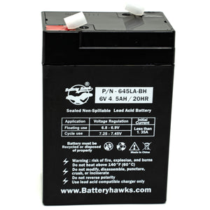 (2 Pack) BAT64 6V4.5AH LEAD 6V 5P SLA Battery Emergency Light Exit Sign