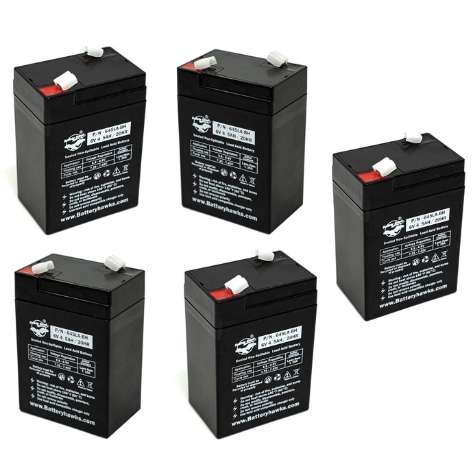 (5 Pack) 6V 4.5AH SLA F1 Sealed Lead Acid Battery for Exit Sign Emergency Light