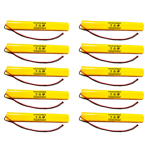 (10 Pack) 9.6v 900mAh Ni-CD Battery Replacement Pack for Exit Sign Emergency Light