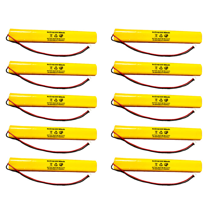 (10 Pack) 9.6v 900mAh Ni-CD Battery Replacement Pack for Exit Sign Emergency Light