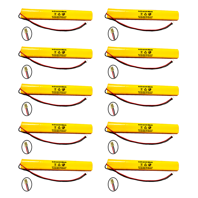 (10 Pack) BBAT0043A BBAT0044A AA900MAH 9.6V BAT9.6V700 Pack Exit Sign Emergency Light