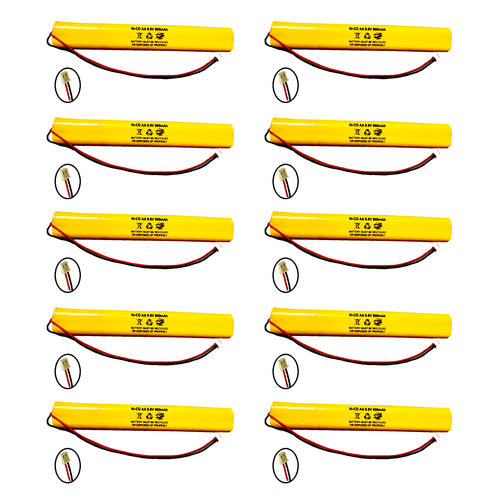 (10 Pack) 9.6v 900mAh Ni-CD Battery Replacement Pack for Exit Sign Emergency Light