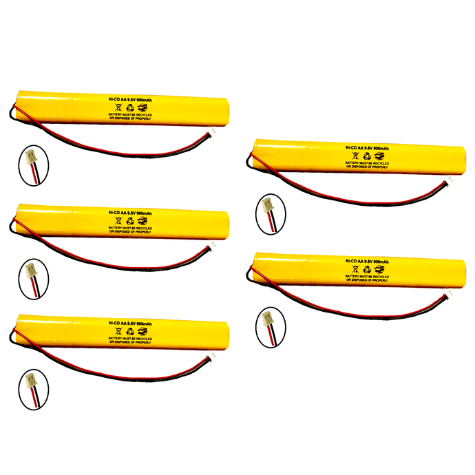 (5 pack) 9.6v 900mAh Ni-CD Battery Pack Replacement for Emergency / Exit Light