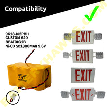 9.6v 1800mAh Ni-CD Battery Pack Replacement for Exit / Emergency Lights