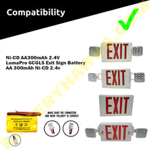 (5 Pack) 2.4v 300mAh Ni-CD Battery Pack Replacement for Emergency / Exit Light