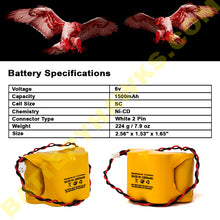 (4 Pack) 6v 1500mAh Ni-CD Battery Pack Replacement for Exit / Emergency Lights