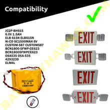 (4 Pack) 6v 1500mAh Ni-CD Battery Pack Replacement for Exit / Emergency Lights