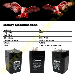 6V 5AH SLA Spring Terminal Sealed Lead Acid Battery for Lantern Flashlight