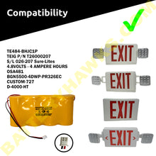 (4 Pack) 4.8v 2000mAh Ni-CD Battery Pack Replacement for Exit / Emergency Lights