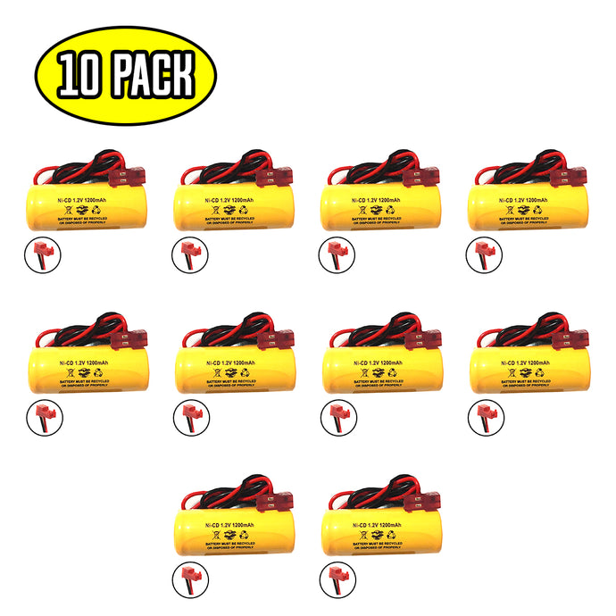 (10 pack) 1.2v 1200mAh Ni-CD Battery Pack Replacement for Emergency / Exit Light