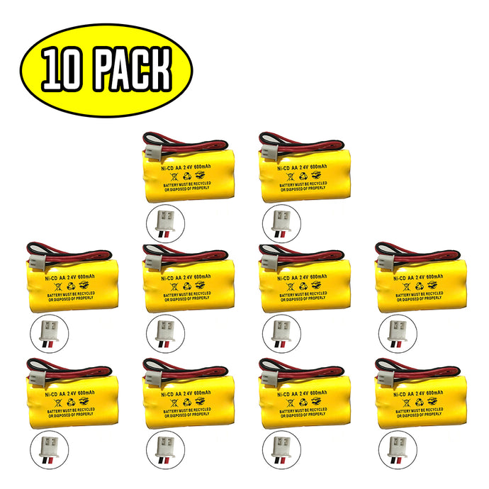 (10 pack) 2.4v 600mAh Ni-CD Battery Pack Replacement for Emergency / Exit Light