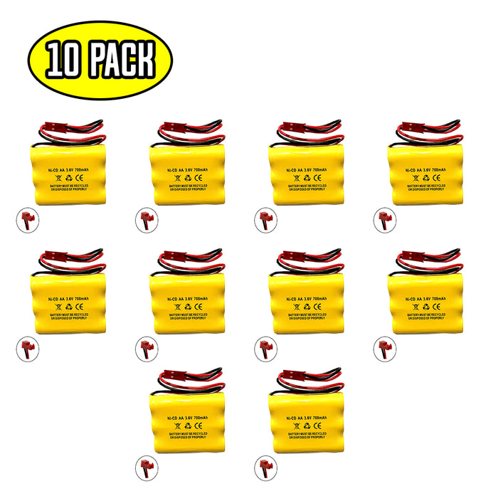 (10 pack) 3.6v 700mAh Ni-CD Battery Pack Replacement for Emergency / Exit Light