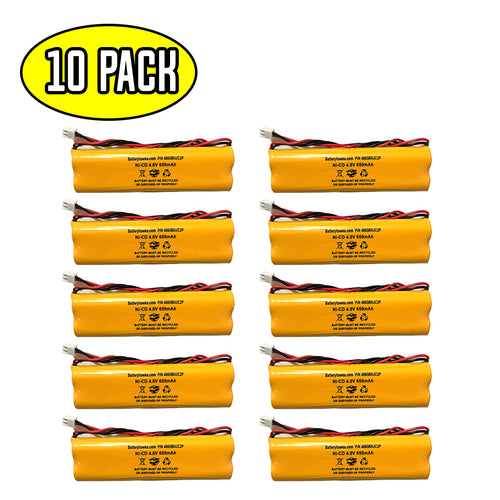 (10 pack) 4.8v 650mAh Ni-CD Battery Pack Replacement for Emergency / Exit Light