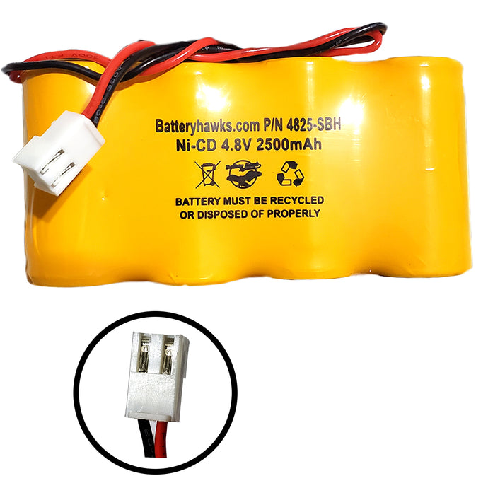 4.8v 2500mAh Ni-CD Battery Pack Replacement for Exit Sign Emergency Light