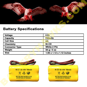 Unitech D-AA500mAh 4.8v Ni-CD Battery Replacement for Emergency / Exit Light