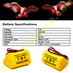 3.6v 300mAh Rechargeable Ni-CD Battery Pack for Exit Sign Emergency Light