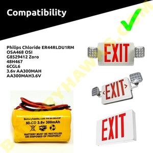 OSA468 OSI Rechargeable Battery Pack Replacement for Exit Sign Emergency Light