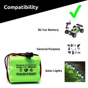 7.2v 1500mAh Ni-MH Battery Pack Replacement for RC Car