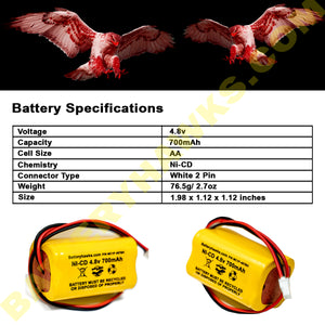 4.8v 700mAh Rechargeable Ni-CD Battery Pack for Exit Sign Emergency Light